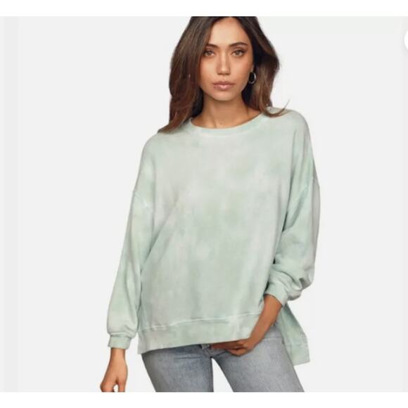 Found Los Angeles Tie Dye Sweatshirt Mint Green Drop Sleeve Pullover LARGE - Picture 1 of 4